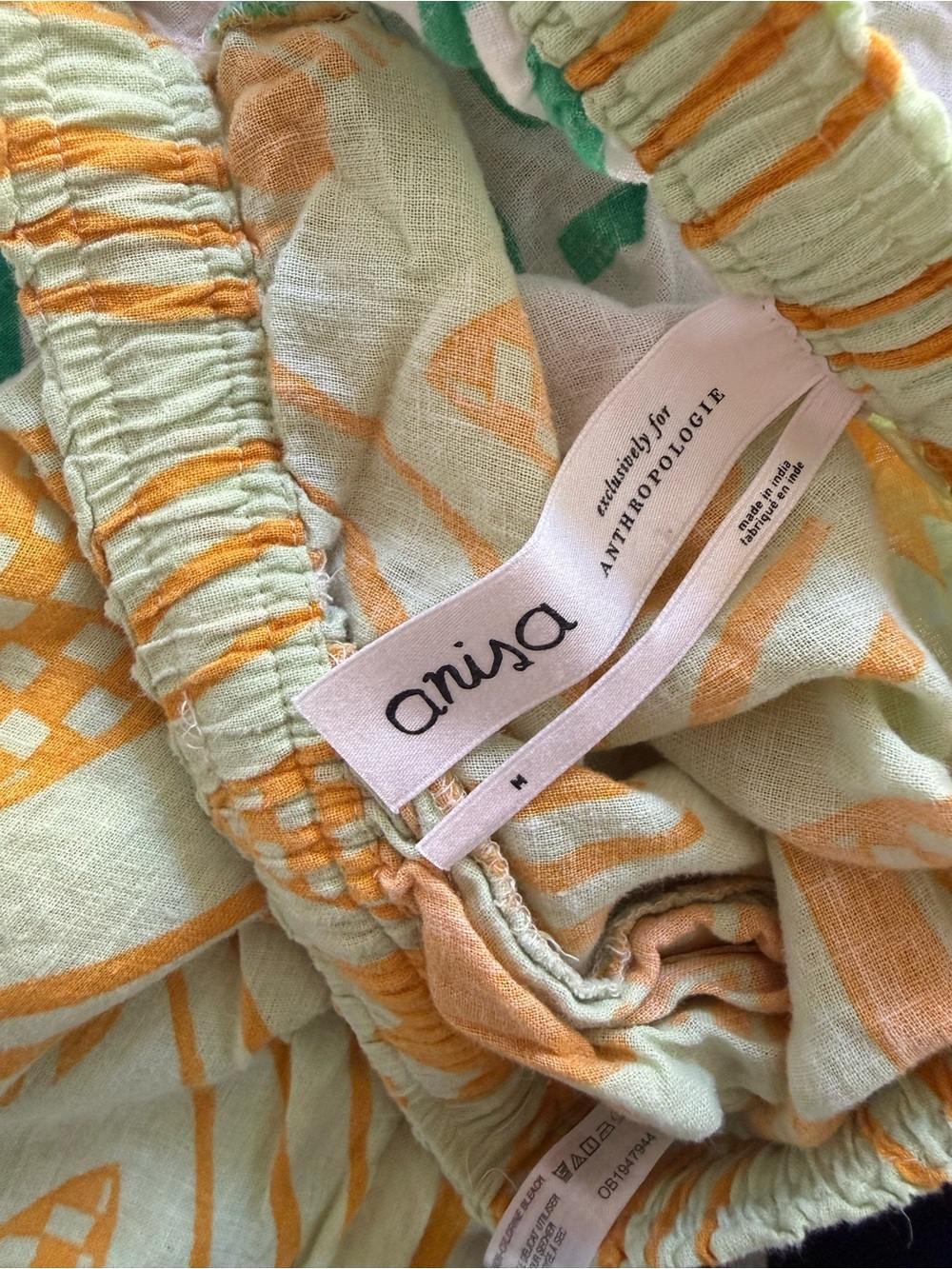 Anthropologie Two-Tone Green and Yellow Graphic Wide-Leg Pants size medium - Picture 6 of 6
